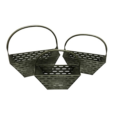Set of 3 Basket Olive Bucket Planters 